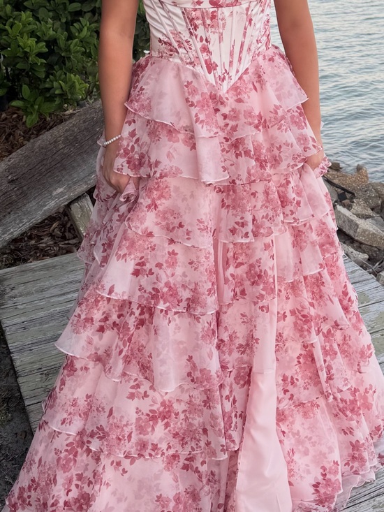 Jovani Dresses & Skirts - Floral Tiered Pink Maxi Skirt